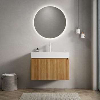Mueble De Lavabo - Mueble De Baño - Contrachapado Y Resina - Madera Y Blanco (70x46x50cm)