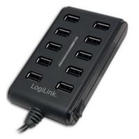 hub logilink 10 puertos usb 20 480 mbits con interruptor onoff y led estado