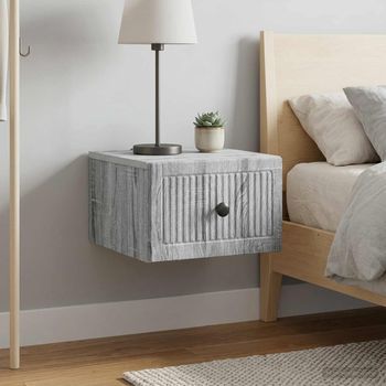 Mesita De Noche De Pared 2 Uds - Madera De Ingeniería - Gris Sonoma (33x34.5x20cm)