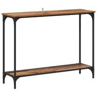 mesa consola  mesa de entrada con estante madera vieja 101 x 305 x 75 cm