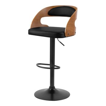 Silla de bar ajustable 62/84 cm en piel sintética negra