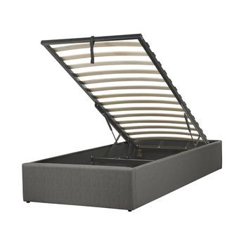 Cama Con Somier De Poliéster Gris Oscuro 90 X 200 Cm Sin Cabecero Almacenaje Dinan