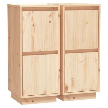 Aparador 2 Uds Madera Maciza De Pino 31,5x34x75 Cm