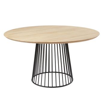 Mesa de comedor redonda de mango macizo y acero Ø140 cm