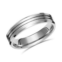 anillo de titanio mate con ranuras brillantes 6mm