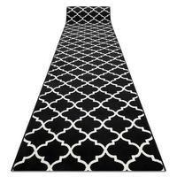 alfombra de pasillo bcf morad trelis espaldera marroqui negro  crema 80x1200 cm