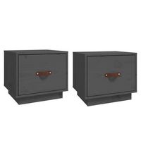 mesitas de noche 2 uds madera maciza de pino gris 40x34x35 cm vidaxl