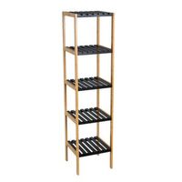 estanteria de bambu y tablero lacado negro con 5 baldas de 34x33x140 cm casaseleccion