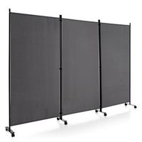 separador de ambientes con ruedas de 180 cm de altura biombo plegable con 3 paneles de libre combinacion gris