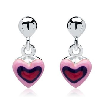 Pendientes de plata 925 con colgantes de corazón de colores