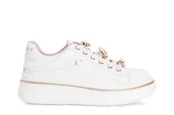 zapatilla de piel con complementos de strass. white 36