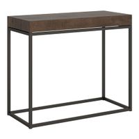 consola extensible 90x40196 cm efecto madera nogal hierro