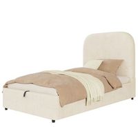 cama tapizada 90x200 individual con canape abatible y somier cama infantil terciopelo beige