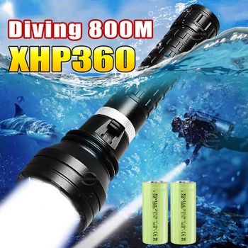 Potente linterna de buceo XHP360 de 10000LM, lámpara subacuática IPX8, antorcha de buceo profesional, linternas LED de alta potencia de 1000M