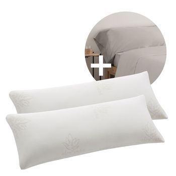 Pack Ahorro 2 Almohadas Viscoelástica Copos Aloe Vera + 2 Fundas Almohada Perla Cama 180cm Donegal Collections