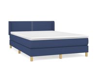cama box spring con colchon tela azul 140x200 cm liso con clavos