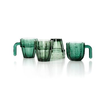 Set de 4 vasos de vidrio en verde 12,1x12,1x7,9cm