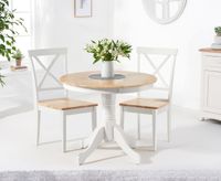 epsom 90cm oak and white painted dining table with chairs - oak and white 2 chairs