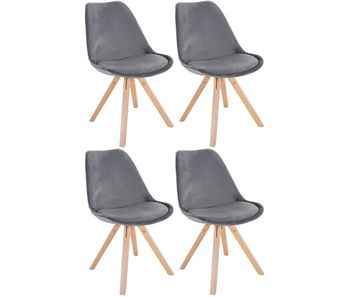 Pack de 4 sillas de salón sofia en terciopelo gris 54x48x81 cm
