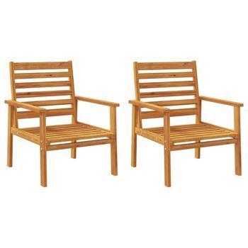 Pack 2 Uds Sillón De Jardín | Silla De Jardín | Silla De Exterior Sillónmadera Maciza Acacia 66,5x65x81 Cm