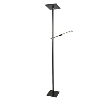 Ideal - Lámpara De Pie Led Negra De Metal H.180 Cm Fabas Luce - 2 Luces De 40w Y 8w Con Led Integrado 3000k