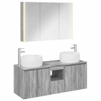 Juego De Muebles De Baño 4 Pcs Sonoma Gris Madera De Ingeniería Vidaxl