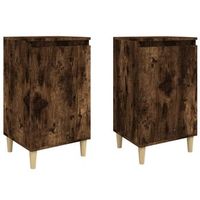 juego de 2 mesitas de noche con compartimento con puerta 40 x 35 x 70 cm madera contrachapada marron dec035111