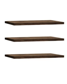 Pack 3 estanterías de madera maciza flotante nogal 120x3,2cm