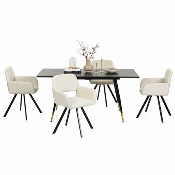 Conjunto Mesa 1+4 Extensible 120-160cm Y 4 Sillas Giratorias Urban Meuble - Negro