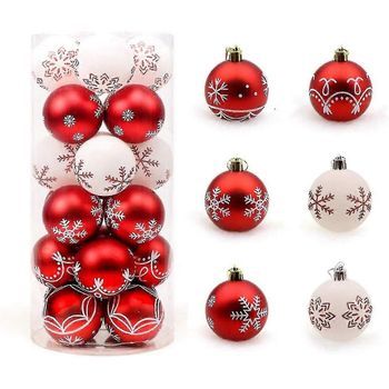 24 Piezas De Adornos Navideños De Plástico Irrompibles De 6 Cm Para Árbol De Navidad (bd)