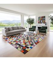 alfombra piel patchwork multy colores 10x10 cm