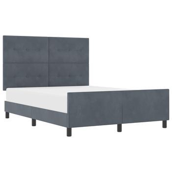 Cama Matrimonial | Cama Para Adulto | Cama Tipo Box Spring Gris Oscuro 160 X 200 Cm Terciopelo