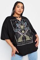 yours camiseta negra gargantilla diseno guepardo mujer curvy y tallas grandes yours