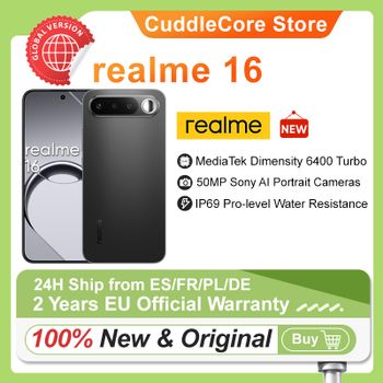 Nuevo realme 16 5G Smartphone 2026, Versión Europea, Chip MediaTek Dimensity 6400 Turbo, Pantalla AMOLED de 6.57' y 120Hz, Batería Titan de 6550mAh, Carga Rápida de 45W, IP69