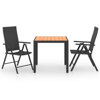 Conjunto Comedor Jardin Para Jardín 3 Uds | Mueble Jardin Mesa Y Sillas Negro Y Marrón
