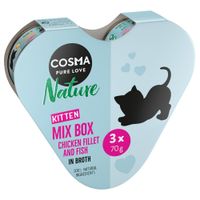 cosma nature kitten heart box 3 x 70g - 3 varieties