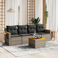 conjunto de sofas jardin con cojines 5 uds  mueble jardin mesa y sillas ratan sintetico gris cfw120953