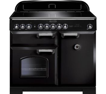 RANGEMASTER Classic Deluxe 100 Electric Induction Range Cooker - Black & Chrome, Black