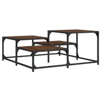 mesa de centro de diseno industrial multialtura 875 x 875 x 40 cm madera de ingenieria y metal marron dec038770