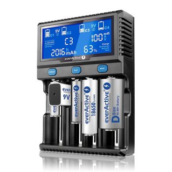 Cargador de baterías Everactive UC-4200 Universal 21 Slots Negro Pantalla
