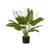 planta artificial en maceta para interior decoracion de plastico con maceta negra spathphyllum