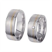 alianzas oro amarillo y blanco con diamante ancho 7 mm