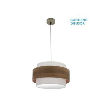 Colgante Myriam 2xe27 Cuero/madera Oscura Regx50x50 Cm