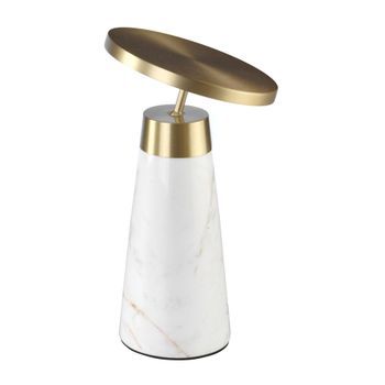 Lámpara De Sobremesa Mármol Blanco Y Acero Dorado Angel Cerdá 8034 Ø16x25.5