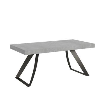 Mesa extensible 90x180/440 cm efecto madera gris cemento, hierro
