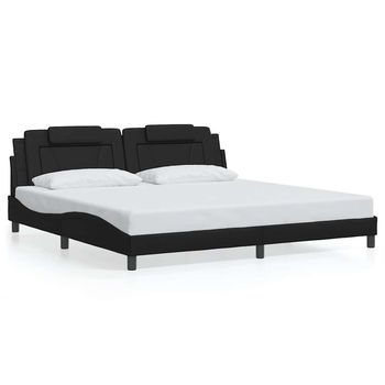 Estructura De Cama Viana Sin Colchón Cuero Sintético Negro 200x200 Cm Vidaxl