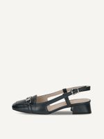 caprice sling pumps blue made of leather with trapeze heel size 40