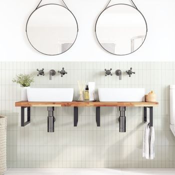 Encimera Tocador Baño Madera Acacia Acabado Aceite 160x50x4 Cm