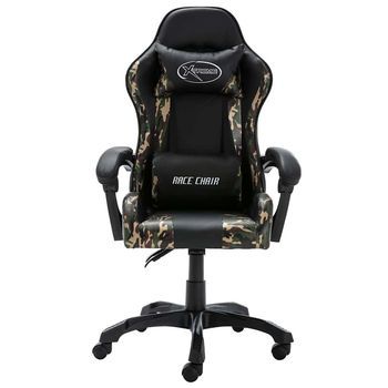 Silla Gaming De Cuero Sintético Negro Y Camuflaje
