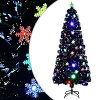 arbol de navidad copos de nieve led fibra optica negro 210 cm vidaxl